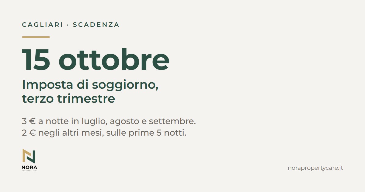 Imposta di soggiorno a Cagliari: scadenza del 15 ottobre 2026